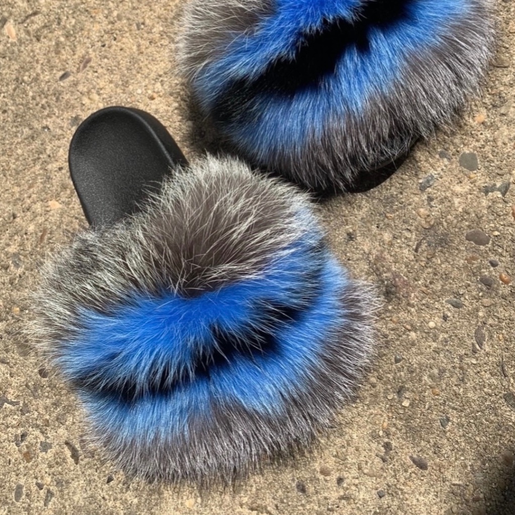 Blue Besty Real Fur Slides Sizes 758859510 Blue Besty Real Fur Slides Sizes 758859510
